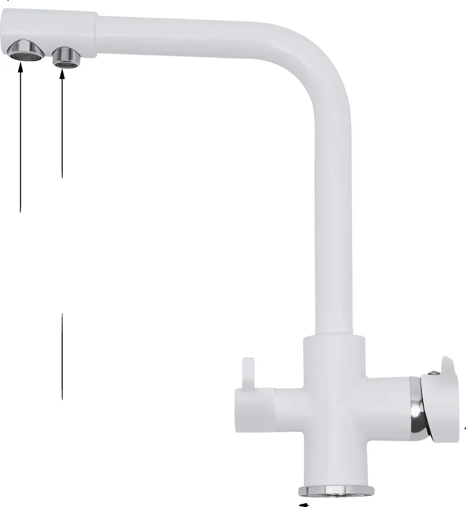 Rubinetto Cucina 3 Vie Bianco in Ottone e Acciaio Inox Girevole 360°