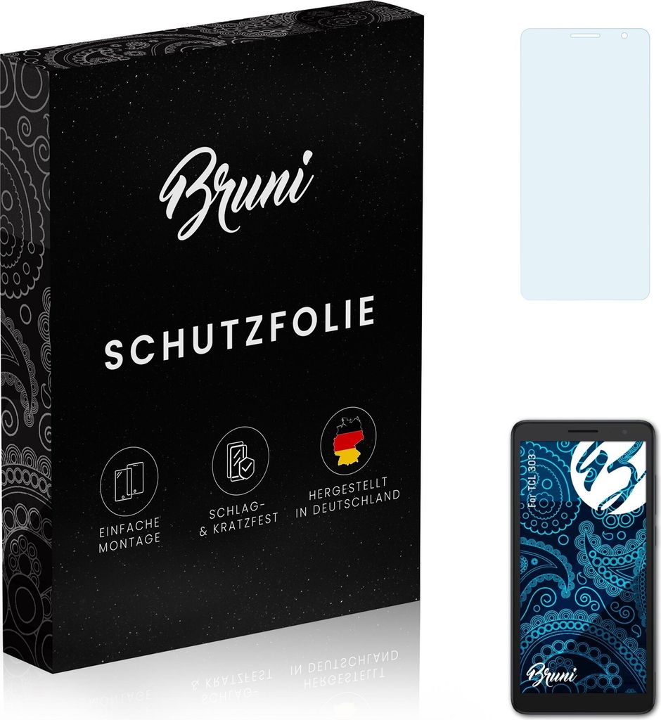 Bruni Basics-Clear 2x Schutzfolie kompatibel mit TCL 303 Folie