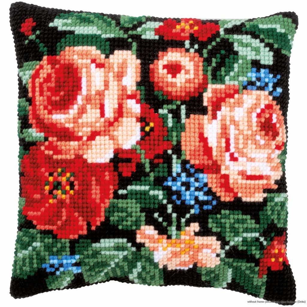 Vervaco Kreuzstichkissen "Rosen", Bild vorgezeichnet Produktbild 