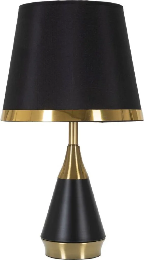 Mauro Ferretti Lampe de Table Blacky E27 Ø 28x50 cm Noir et Or Chic