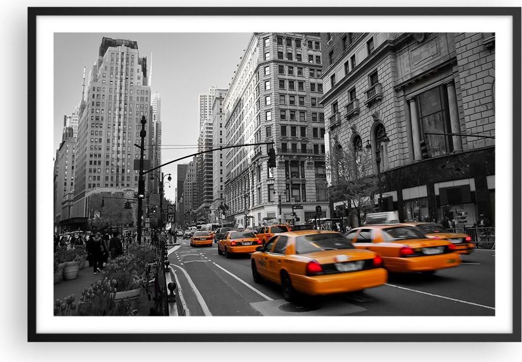 Gerahmtes Poster - Schwarzer Rahmen - Amerika New York City Straße - 91,5x61 cm - Wand Bild - Wanddeko - Wandbilder - Wandposter - Bilderrahmen - ...