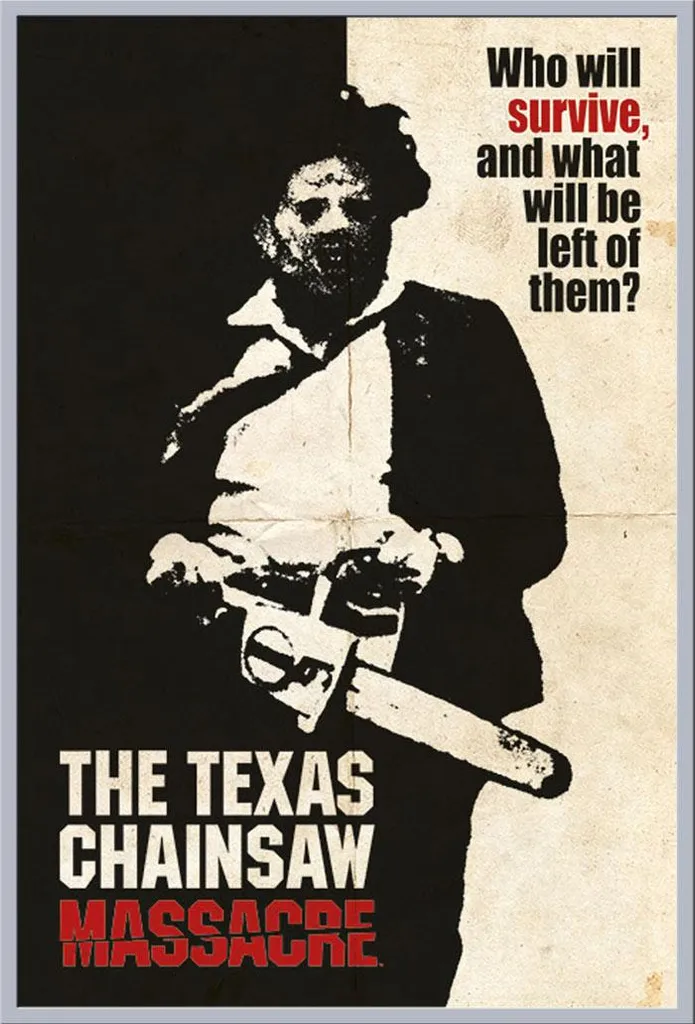 Affiche de film Massacre à la tronçonneuse sous cadre incassable argent