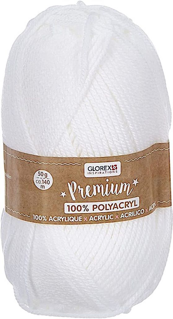 Premium Strickgarn 50g weiss, Wolle aus 100%.Polyacryl, ca. 140m,
