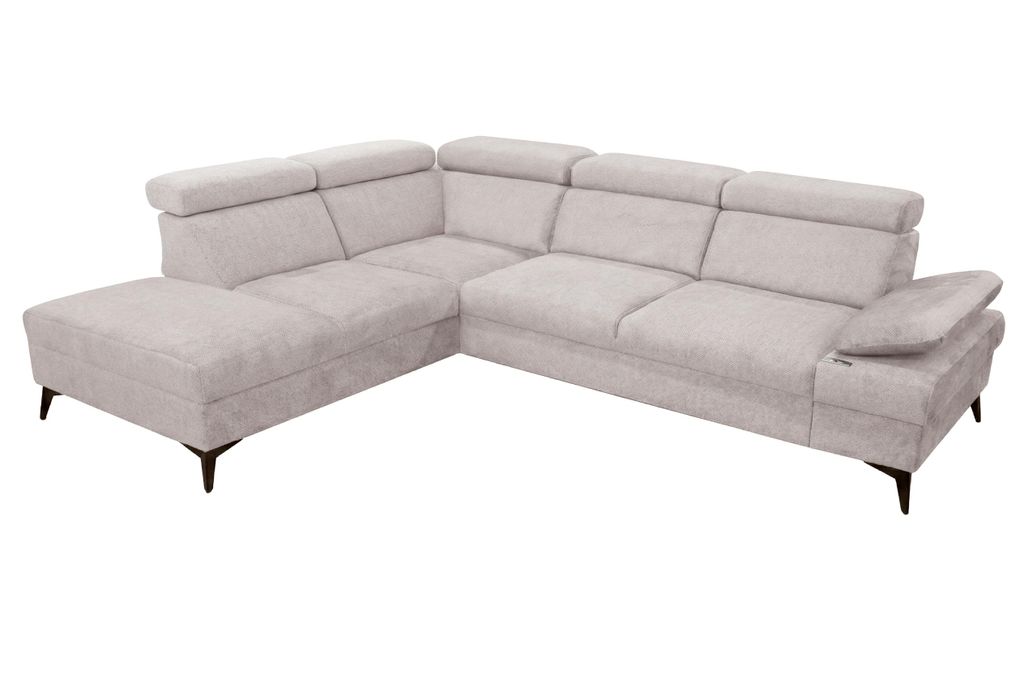 Moderner Ecksofa Vigo weiß mit RELAX-Funktion und verstellbaren Kopfstützen – ideal für das Wohnzimmer