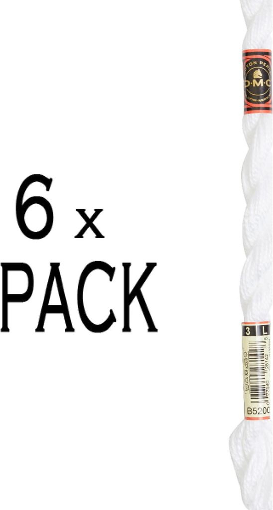 6x DMC Perlgarn Stärke 3, 15 m, 115A/3-B5200, VPE