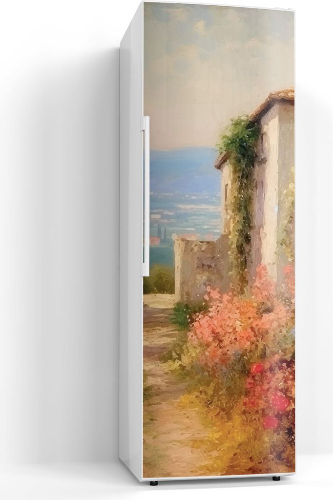 DEQORI Magnetmatte Kühlschrank beschreibbar 60x180 cm 'Mediterrane Gartenidylle' Magnetfolie