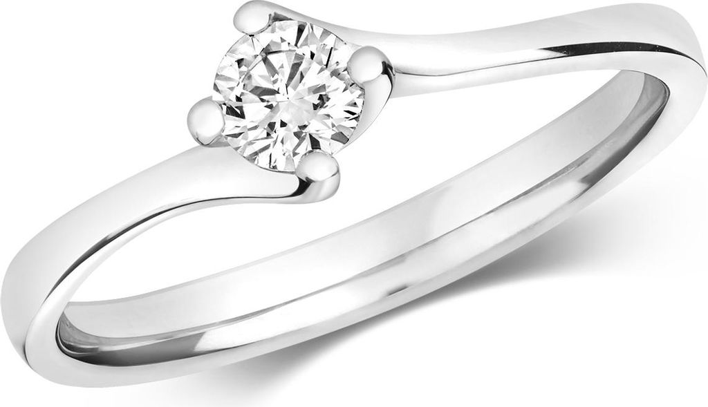 Funkelndes Feuer 18 Karat (750) Weißgold Solitär Verlobung Damen - Diamant Ring Brillant-Schliff 0.25 Karat GH - SI2, 55 (17.5); TRS3218818KWRSO