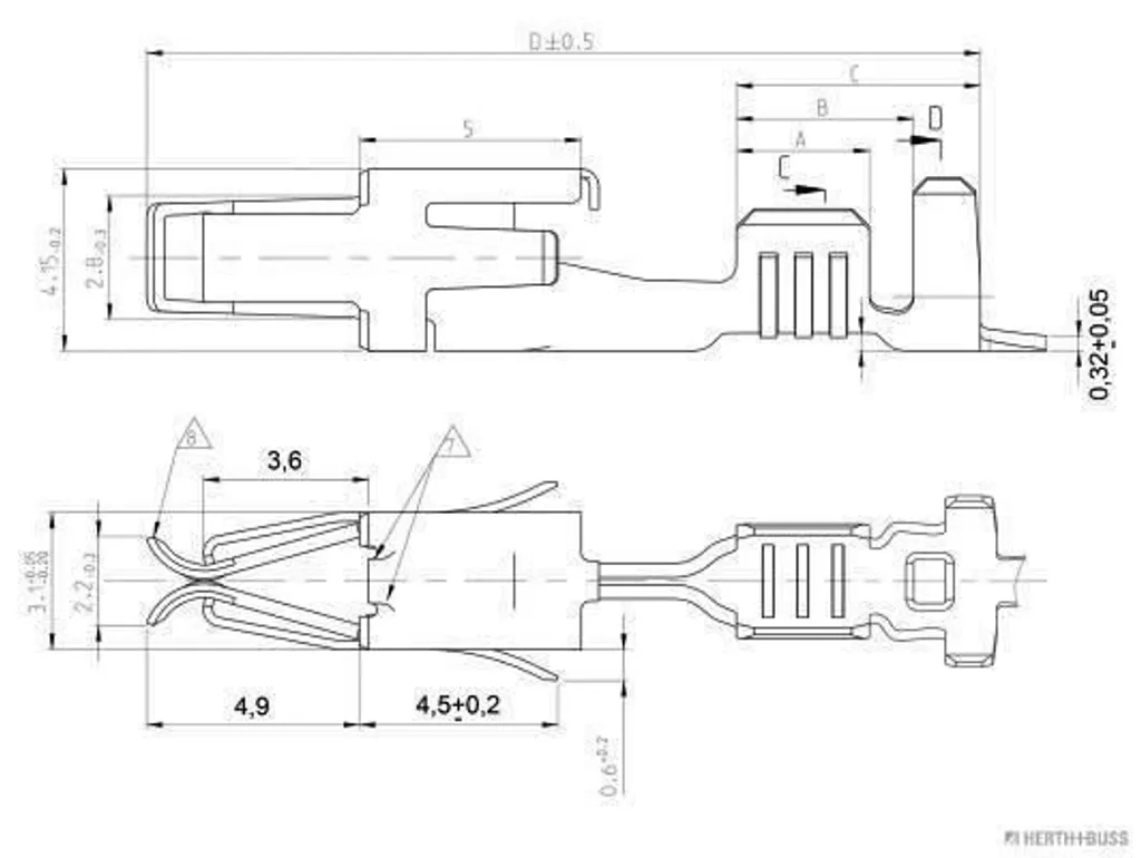 Herth+Buss Elparts 50253316 Connettore JPT 2,8mm Stagnato 18,8mm