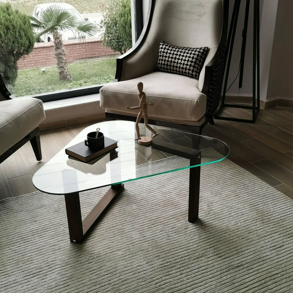 Table Basse Design Eufrasia en Bois Noyer Marron pour Salon Moderne - 5