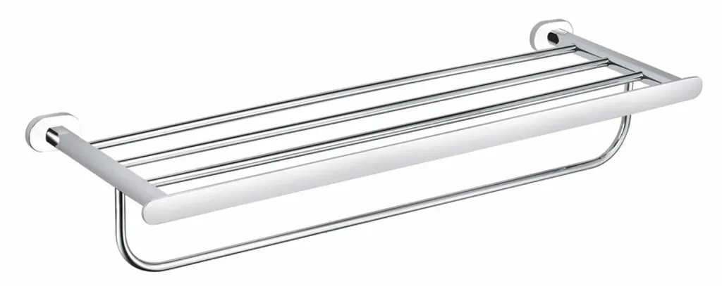 Tablette avec porte-serviettes YUKON en laiton blanc chromé de 66 cm