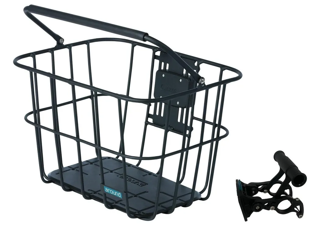 Fixation vélo panier amovible robuste - Support M noir - Alu Matt