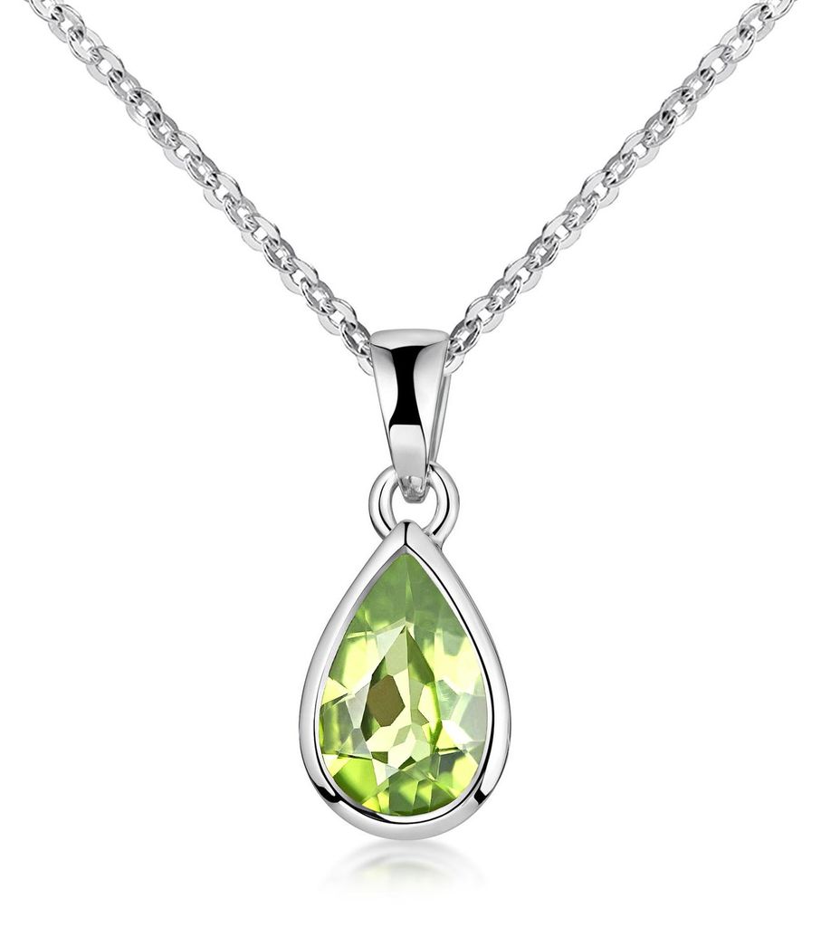 MATERIA Peridot Anhänger Silber 925 grün Tropfen Edelstein Produktbild 