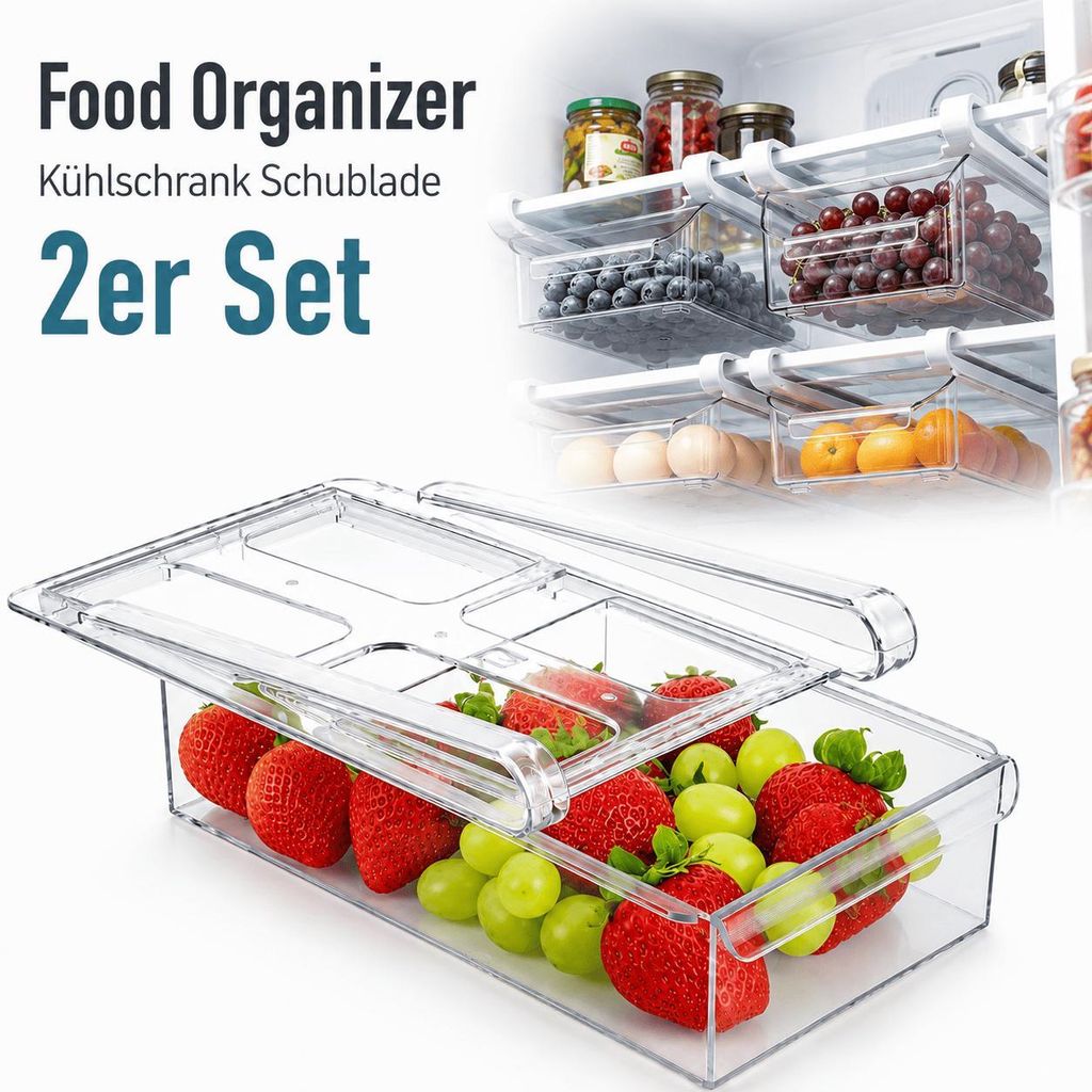 2er Set Kühlschrank Organizer Schublade Kühlschrank Produktbild 