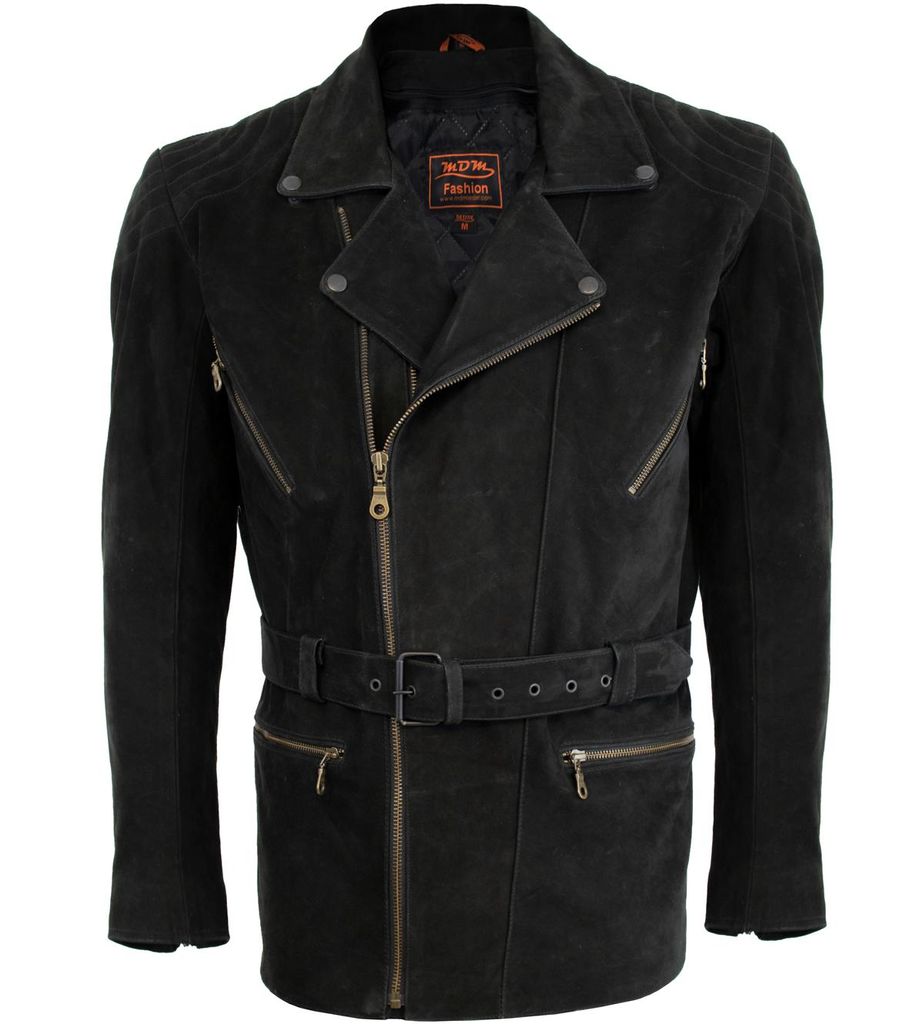 Motorrad Lederjacke 3/4 lang Motorrad Biker Motorradjacke Retro Chopper 80 ́s(S)