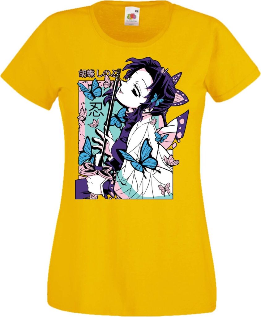 Damen T-Shirt Manga Anime Demon Anime Slayer Shinobu Kocho Shinobu, Lady XS / Gelb