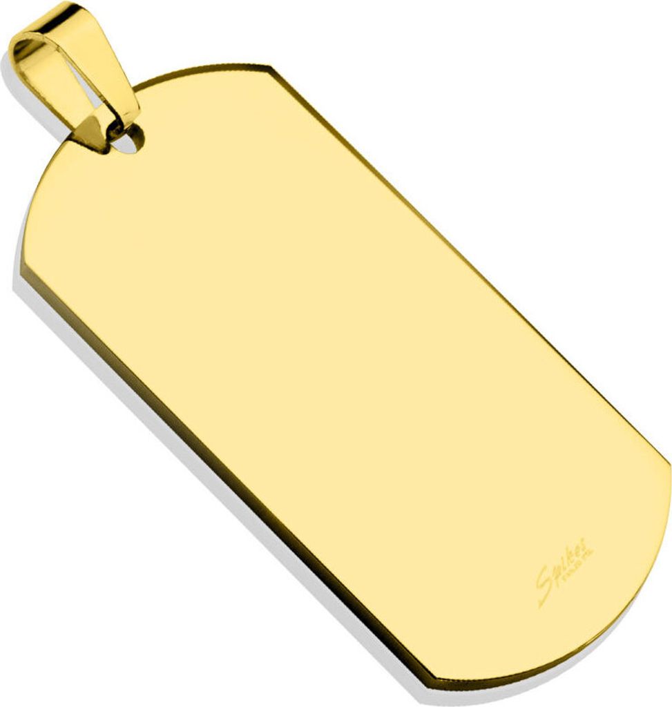 Gold - Anhänger Dog Tag aus Edelstahl Uni