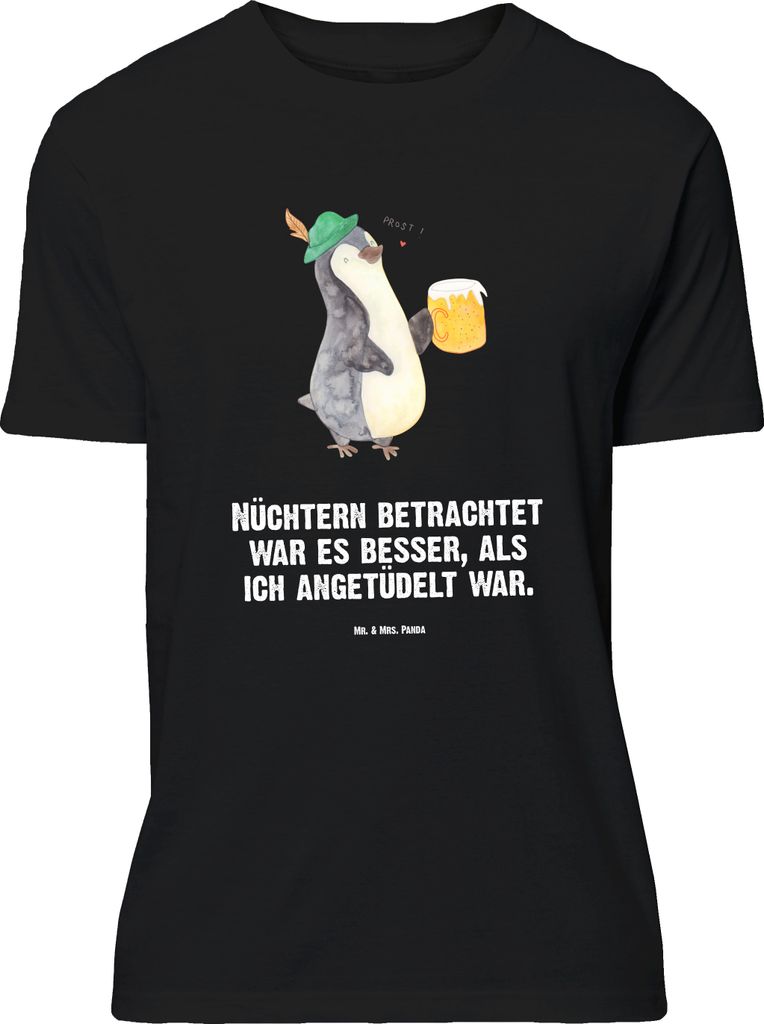 Mr. & Mrs. Panda Größe M T-Shirt Pinguin Bier - Schwarz - Geschenk, Angetüdelt, mit Spruch, , Tshirt, Nüchtern, Herren, Feierabend, Shirt, Besc...