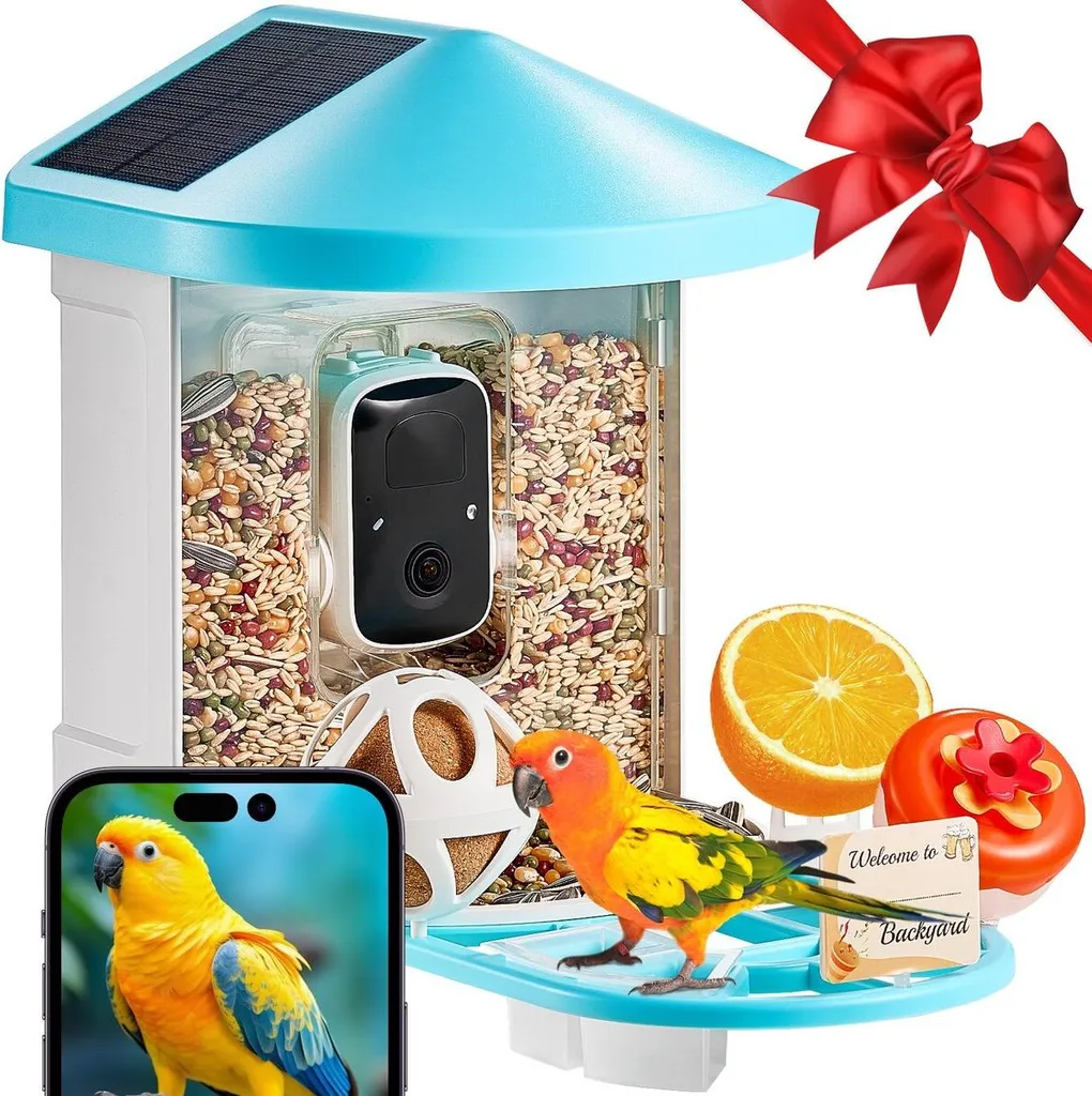 Mangeoire Oiseaux Caméra 2K HD et Panneau Solaire - Modèle BirdyCam V2