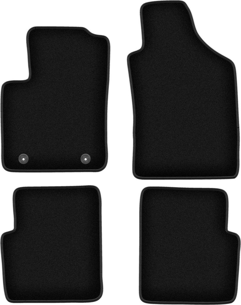 Wielganizator Velours-Autoteppiche – passend für Ford Ka MK2 (Schrägheck, Bj. 2008-2012) – schwarz, passgenau, mit Befestigungen set 4 Stk.