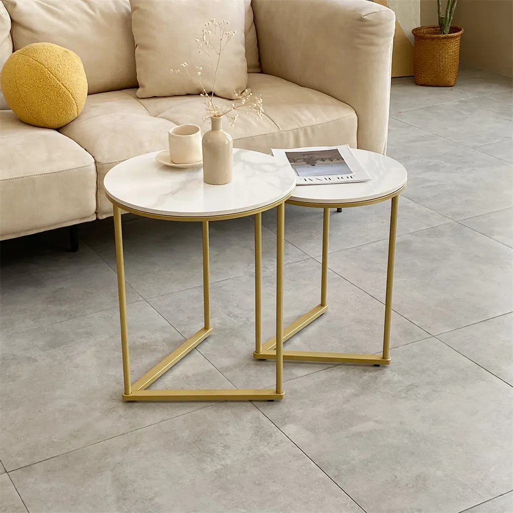 Tavolini Rotondi Salotto WISFOR Marmo e Metallo - Arredo Moderno Casa