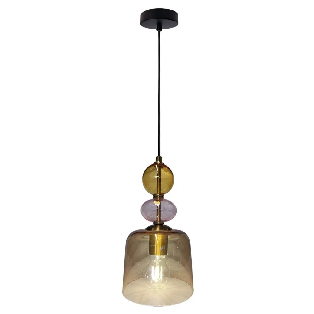 Lustre suspension en verre ambré design rétro chic Tropea 15W E27 - 3