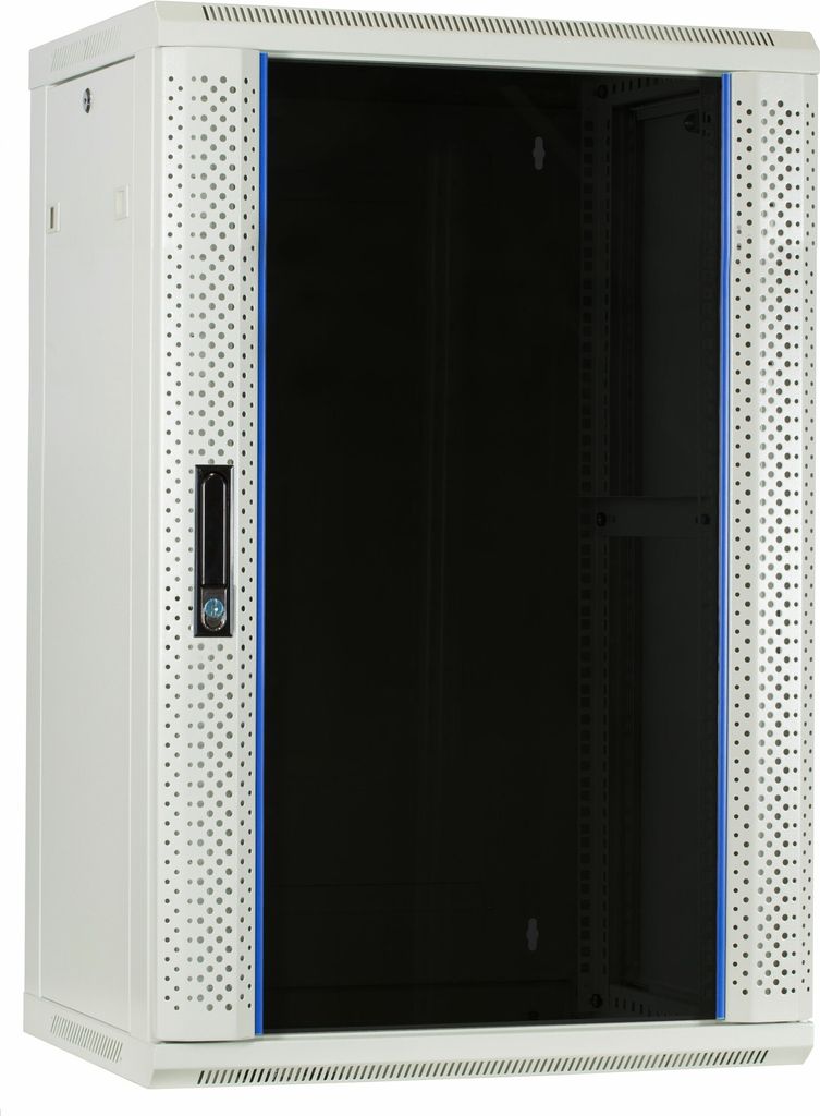 18 HE Serverschrank, Wandgehäuse, mit Glastür, Weiß, (BxTxH) 600 x 450 x 900mm