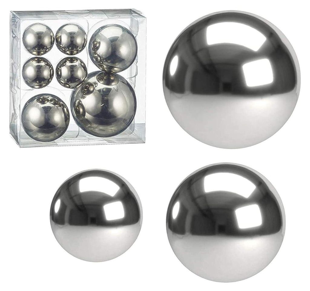 CEPEWA - 7er Set Style Deko Kugeln 3 Größen Silber Produktbild 