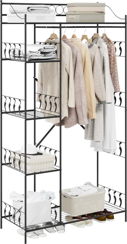 Langlebige Offener Kleiderschrank Schwarz 100 x 43 x 188cm Stahl - Möbel292124 - Kleiderschränke