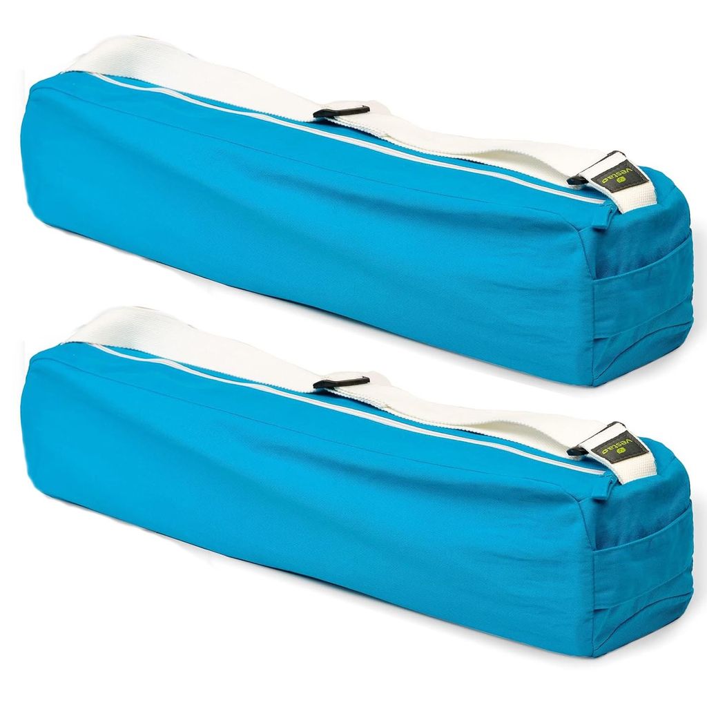 2x Baumwolle Tragetasche für Yogamatte Blau mit Tragegurt Tasche für Yogazubehör Yoga Aufbewahrungstasche