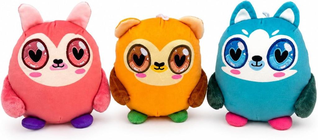 Kuscheltier Set 3 Tiere 15 cm Plüschtiere im 3er Set Kawaii Stofftiere Rosa Orange Blau Geschenk für Kinder