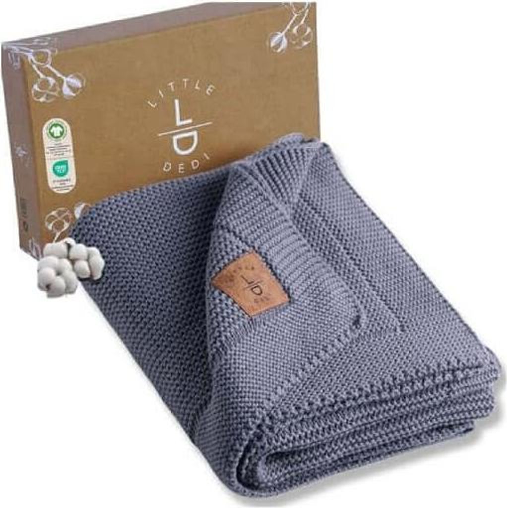 Baby Strickdecke, Babydecke, %100 Baumwol, 80x100cm, Dunkelblau