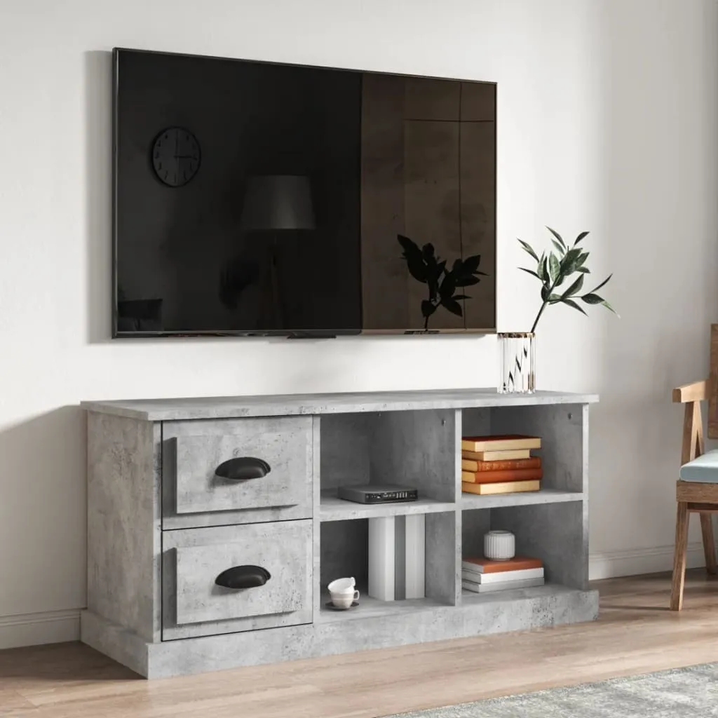 The Living Store Mobile TV grigio cemento 102x35,5x47,5 cm Materiale in legno