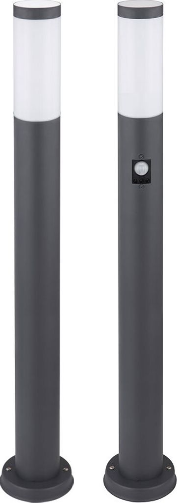 2er Set Stehleuchte, Edelstahl, anthrazit, H 80 cm