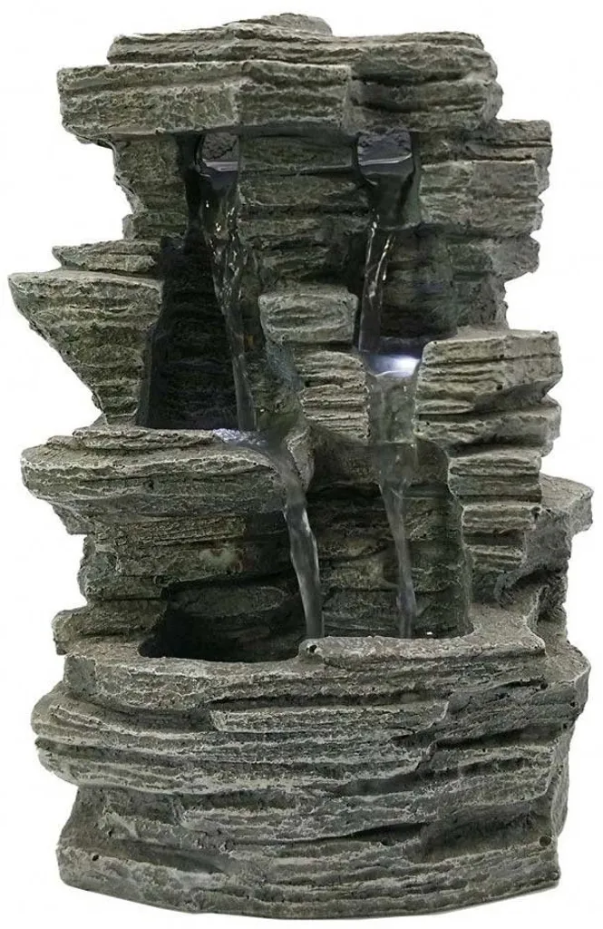 Fontaine Cascade Décorative Intérieure avec Éclairage LED Zen Gris