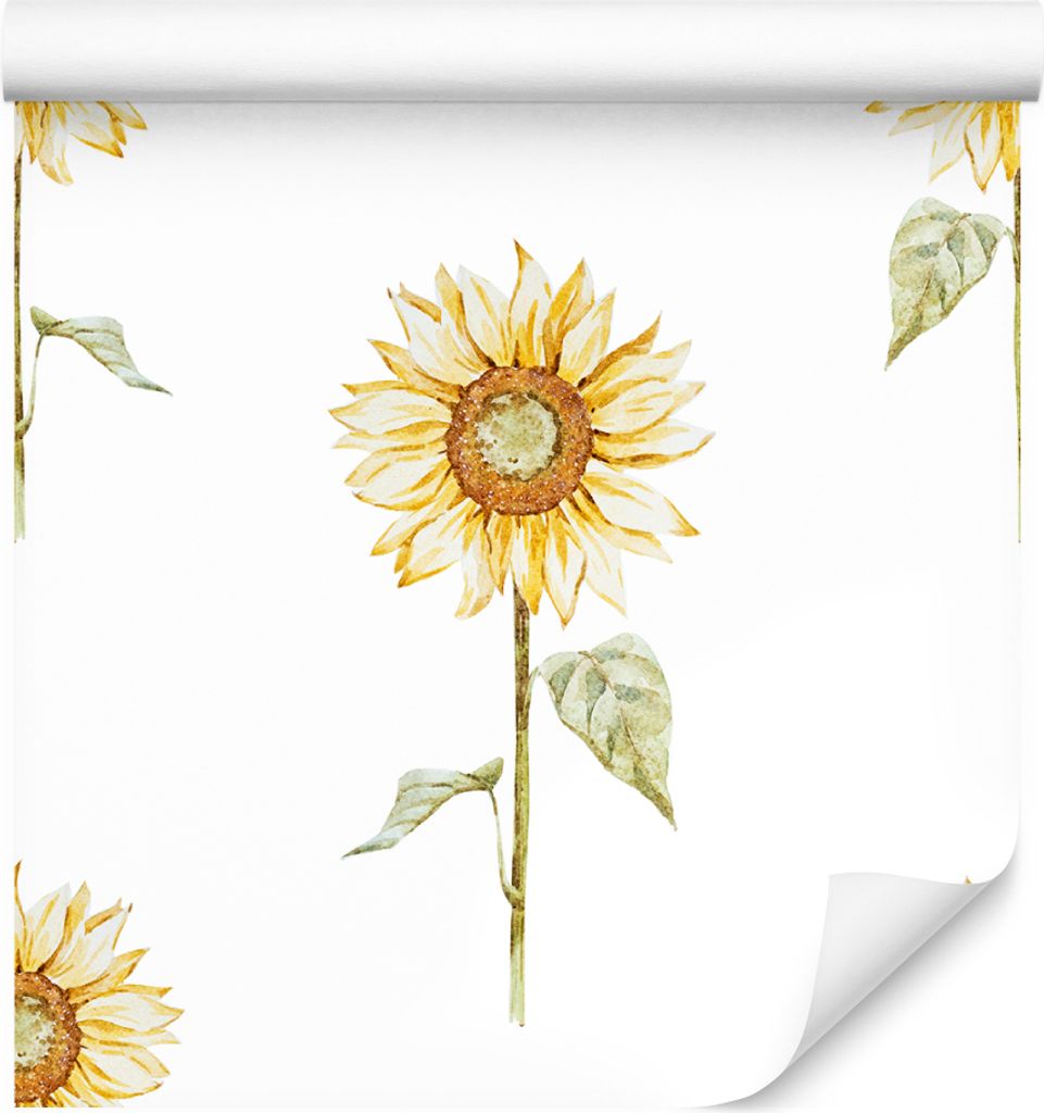 10m VLIES TAPETE Rolle Natur Blumen Flora Sonnenblumen Aquarell Gemalt XXL