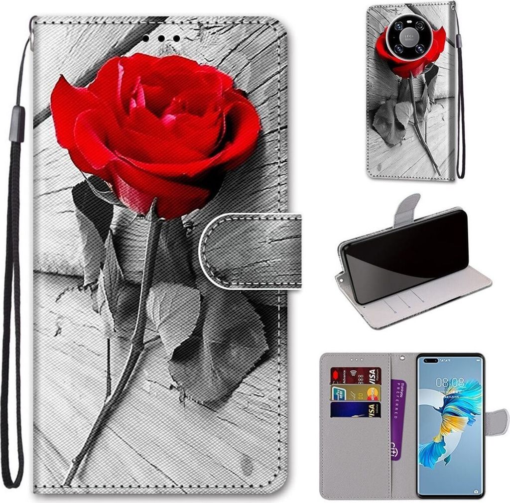 König Design Hülle kompatibel mit Huawei Mate 40 Pro Kunstleder Handyhülle - Handy Case Rosa