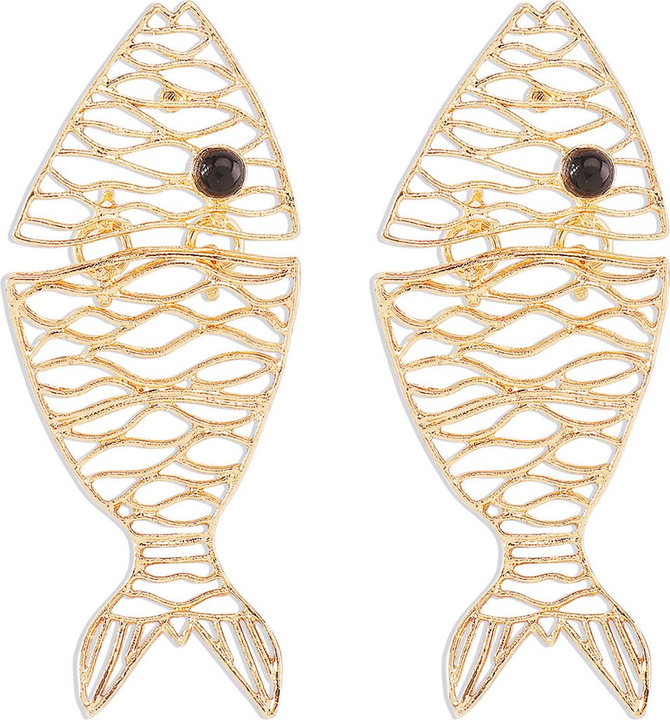 1 Paar baumelnde Ohrringe für Damen, ausgehöhlte Fischform, Blütenblatt, Edelstahllegierung, übertriebener Ohrschmuck, Schmuck, lange hängende...