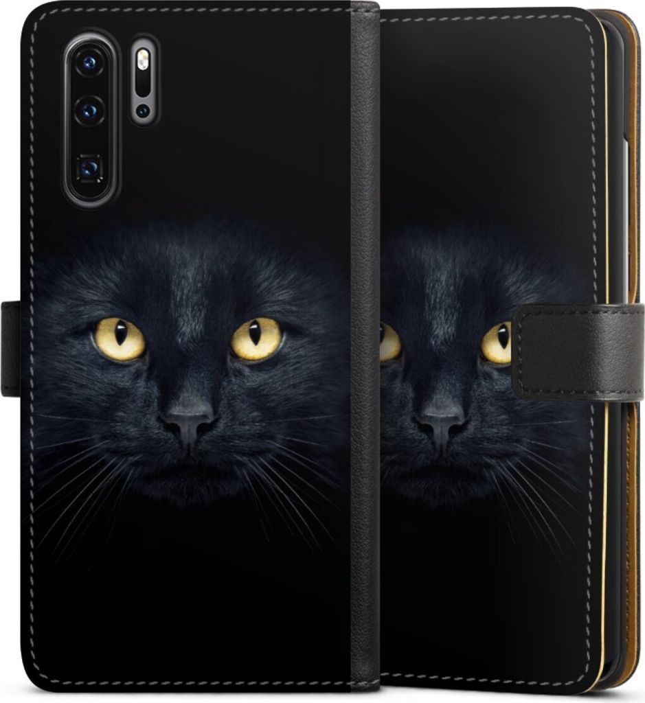 DeinDesign Klapphülle für Huawei P30 Pro Handytasche Lederhülle Tasche Auge Katze schwarz