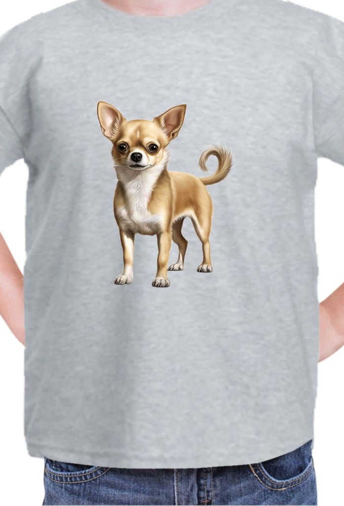 Kinder T-Shirt Dogs Breeds Chihuahua Dog Breed 005, 3-4 Jahr - 104 / Grau