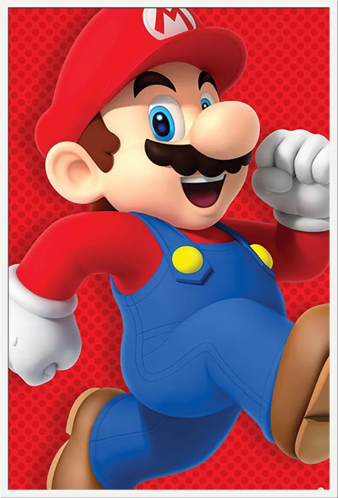 Affiche Super Mario Run cadre Shinsuke blanc 61x91,5 vitre acrylique incassable