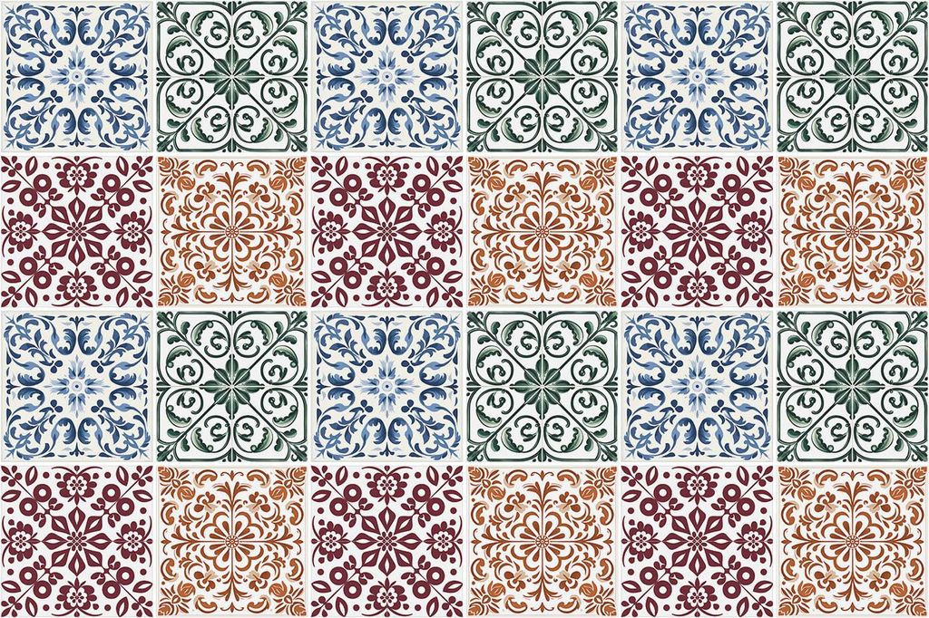 Fliesenaufkleber 10×10 cm – 24 Stück – Selbstklebend – Wasserfest – Pflegeleicht – Hitzebeständig – Für Küche & Bad – Fliesen mi...