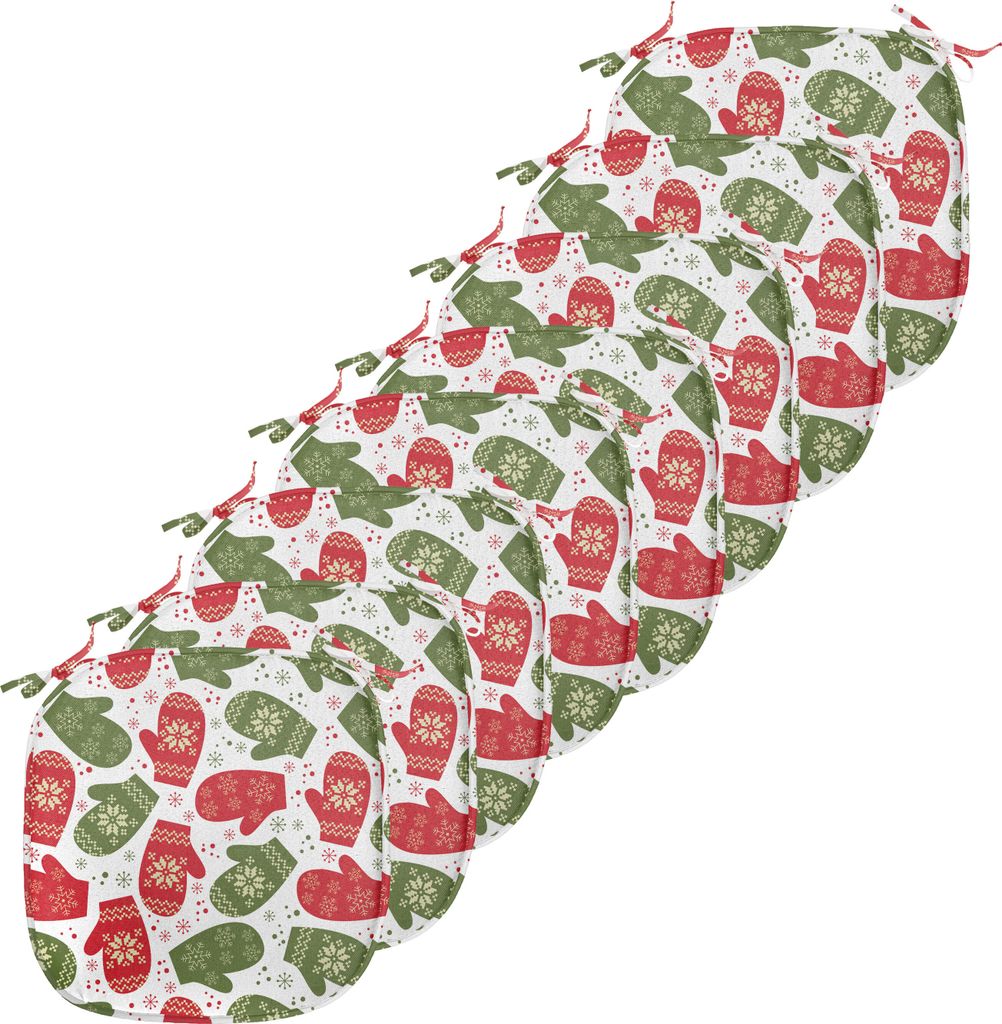 ABAKUHAUS Weihnachten Polster für Esszimmerstühle, Winter Fäustling Nordic, Dekoratives wasserfestes Kissen mit Riemen für Küchensitze, 40 cm ...