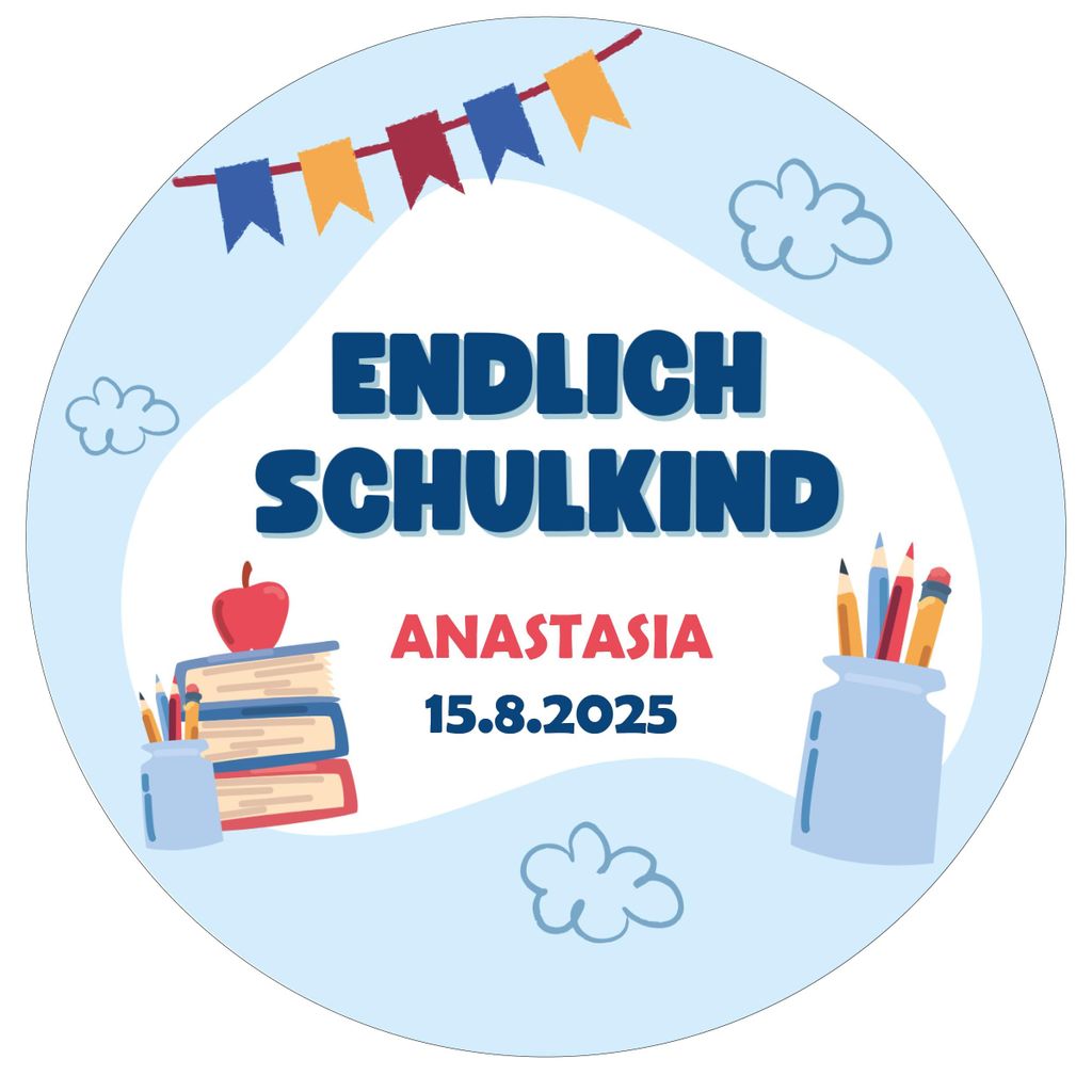 Tortenaufleger essbar individuell Einschulung 20cm Fondant Produktbild 