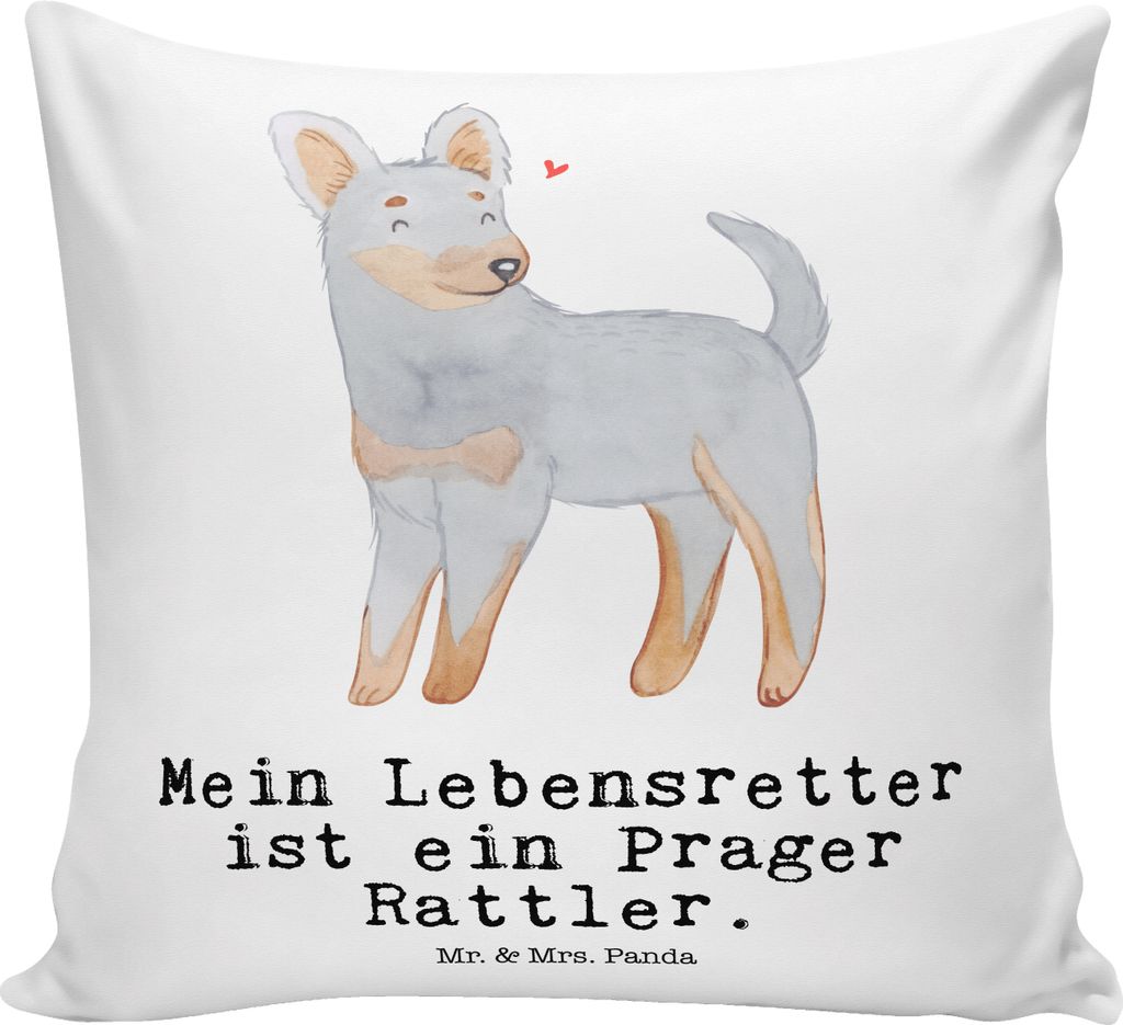 Mr. & Mrs. Panda kuschelkissen 40x40 Prager Rattler Lebensretter - Weiß - Geschenk, Deko Kissen, zier, bedruckt, Sofakissen, Pincher, Sofa