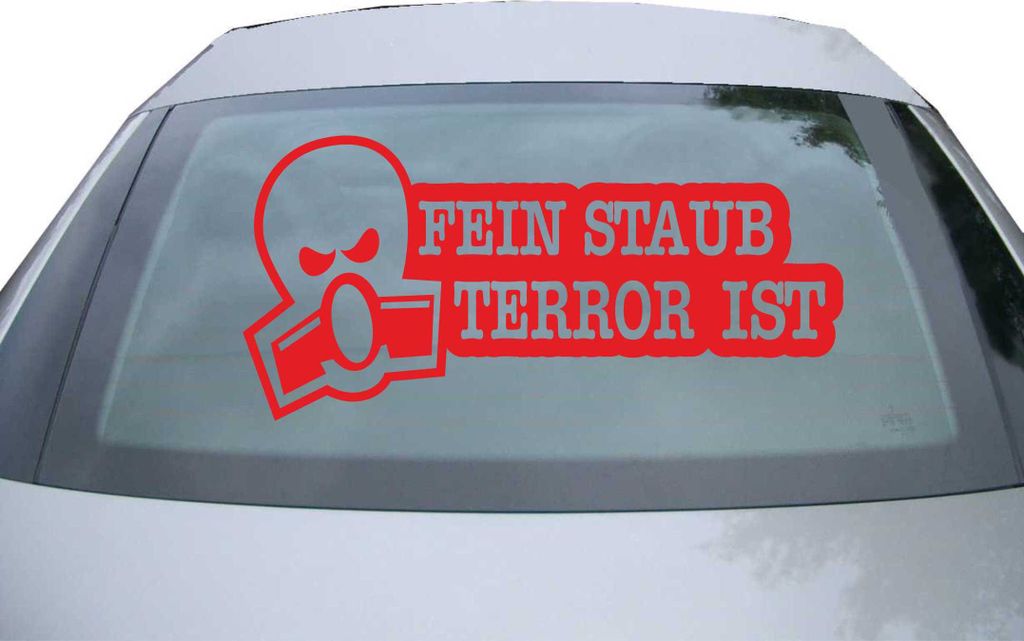Indigos UG - Aufkleber Heckscheibe & Motorklappe DE6122 - rot - 600x285 mm - feinstaub terror i st - Auto Scheiben Fenster Heckklappe Tuning Racing...