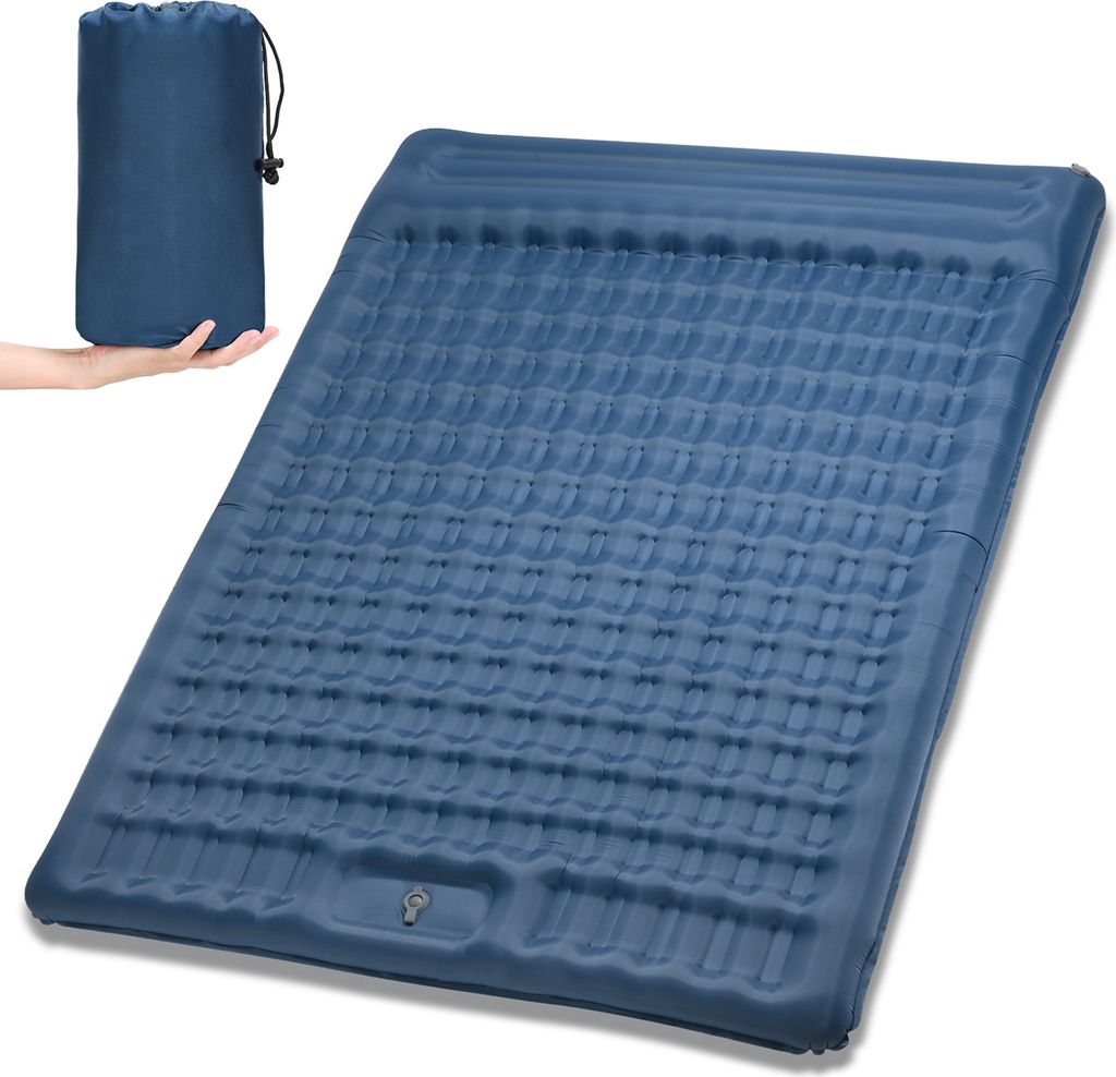 Aufblasbare Doppel-Isomatte, extra dicke 5-Zoll-Isomatte, Luftmatratze mit eingebauter Pumpe fuer Camping, Rucksackreisen, Wandern, Reisen, Zelt