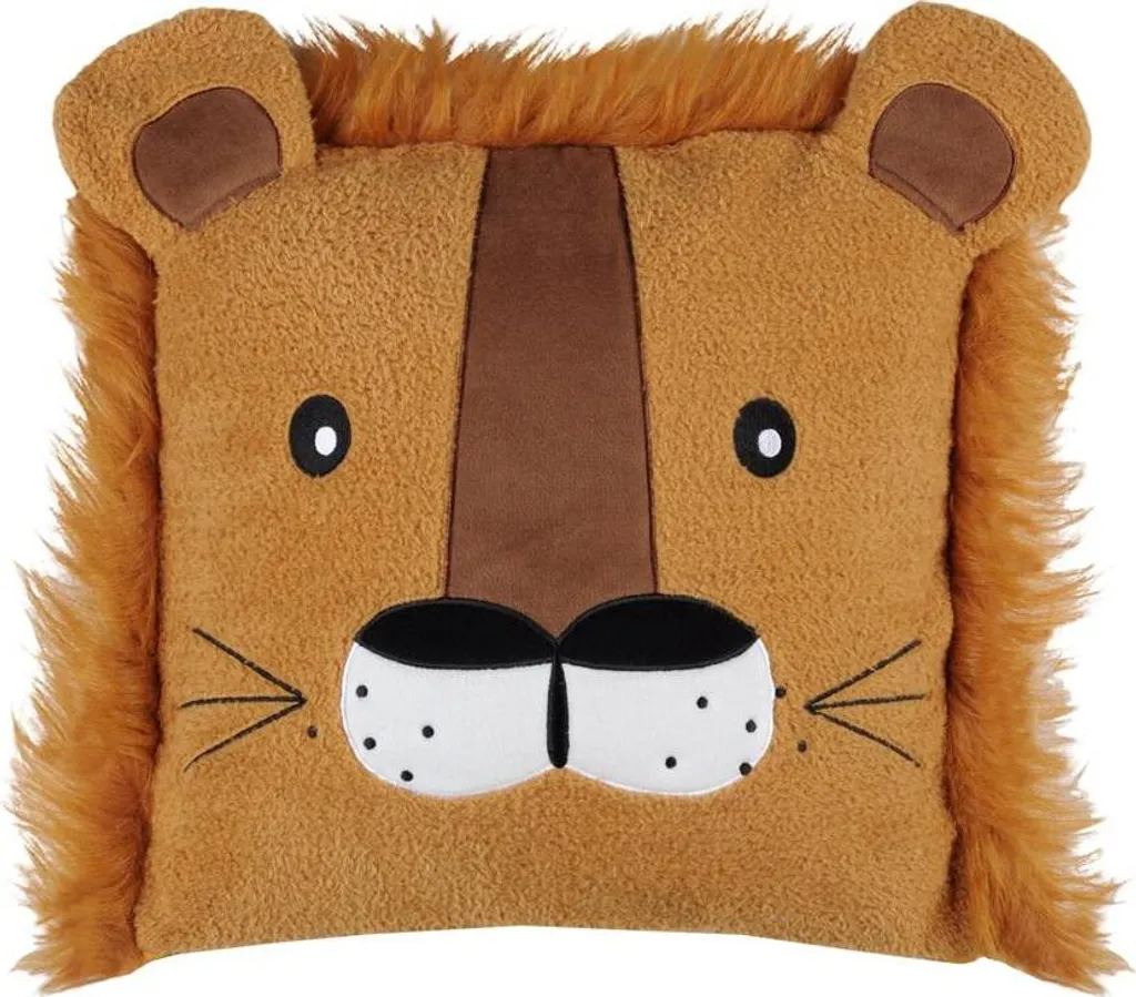 Oreiller lion ZIMBA 40x40 cm : confort et déco pour chambre d'enfant