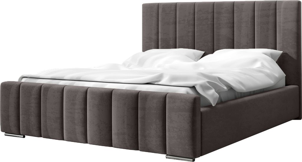 FEDVE Polsterbett Doppelbett Gailes Schlafzimmer Bett Bettkasten Matratze H3 140x200 cm Dunkelgrau (Magic Velvet 2273)