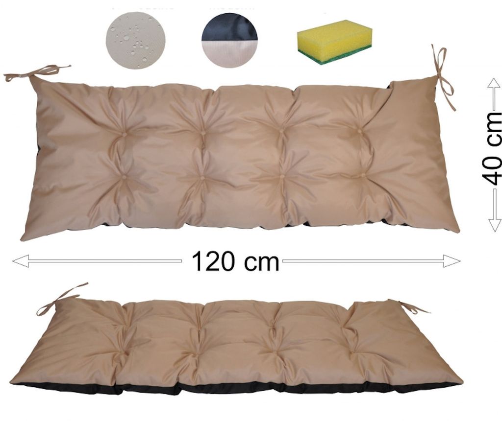 Polster , Kissen für Gartenbank , Gartenmöbel , Lodgekissen Gr. 120 x 40 cm . Fb. beige
