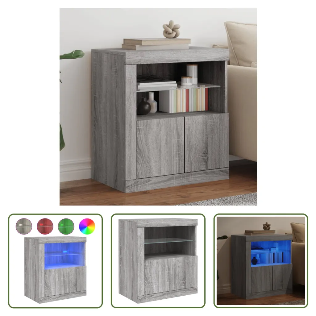 Credenza LED Grigio Sonoma 60,5x37x67 cm | The Living Store Mobile TV